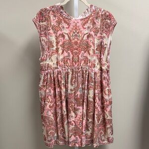 Free People Pink Paisley Dress with Tie-Back
